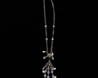 Vintage Kirks Folly Crystal And Glass Beaded Cherub Pendant Necklace