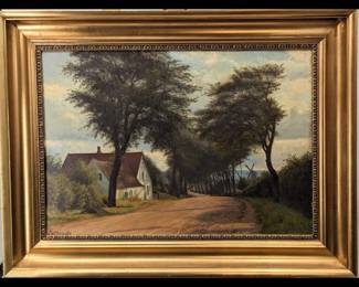 Signed Emil Wennerwald (Danish 1859-1934) Oil On Canvas Landscape Painting