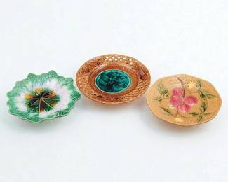 Lot Of 3 Vintage Assorted Majolica Plates