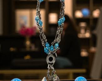Vintage Kirks Folly Crystal And Glass Beaded Pendant Necklace