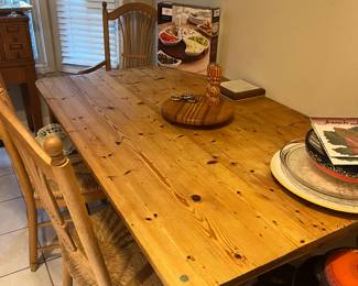 Knotty pine solid wood kitchen /dining table with 6 chairs …