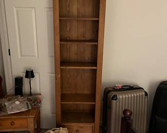 Bookcase … small side table , luggage