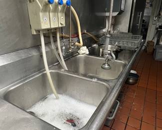 Triple Bowl Stainless Sink with Backsplash, Sprayer Faucet and Soap Dispenser System- $700
