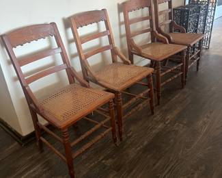 Set of 4 Cane Bottom Chairs- $160