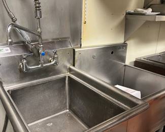 Double Stainless Sink with Backsplash and Sprayer Faucet- $