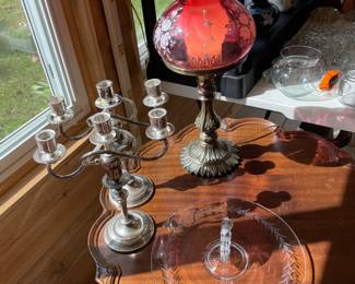 Candelabras & Fenton Lamp