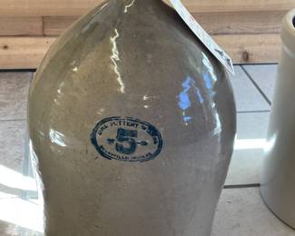 HUGE 19th century 5 gallon ovoid pottery jug made by the UHL family potters of Germany. Settled in Indiana and began their future business, This has the earliest known hallmark being used from 1847-1907. Striking & Impressive.