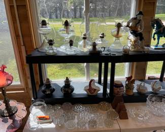 Tons of Oil Lamps and Flower Frogs