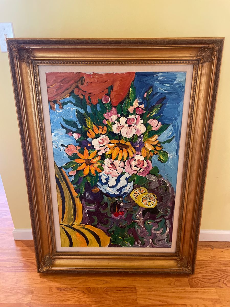 Oil Painting Flowers by Artist Sverdlove - 33" x 44-3/4" - $975.00