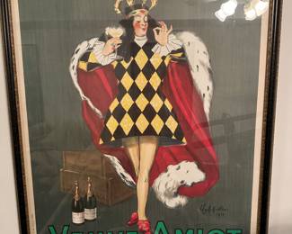 Vintage Framed Extra Large Print of Veuve Amiot Cremant Du Roi (A French Sparkling Wine) By Leonetto Cappiello - $200.00 