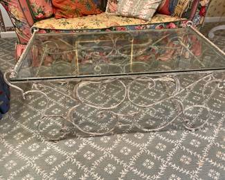 Wrought Iron Coffee Table with Glass Top - $125.00
