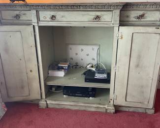 Habersham Furniture French Style Distress Painted Media Center/Sideboard - 77 x 26 x 50 in. -$1250.00