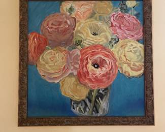 Ranunculus Floral Painting - 23" x 23' - $438.00