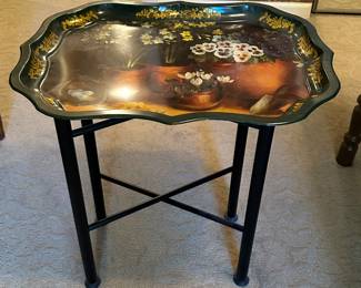 Ian Logan London English Tole Tray table Painting by Lucy Neil - $125.00 