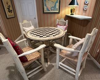 Habersham French Country Checkerboard Round Table with 4 chairs - $950.00