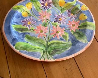 Summer House Large Floral Painted Platter - 17,5 x 14.5” - $97.00