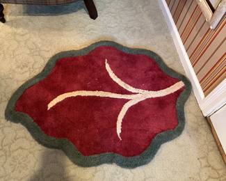 Red and Green Leaf-Shaped Door Rug 42 x 32 - $42