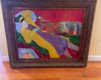 Lady in Purple Dress Artist Signed - 37.5" x 32.5" - $625.00