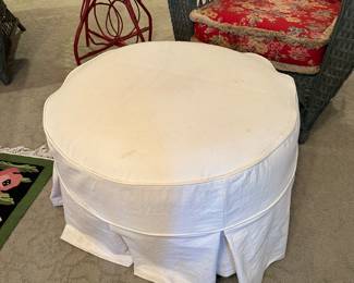 Round White Ottoman 18 x 28 in - $88