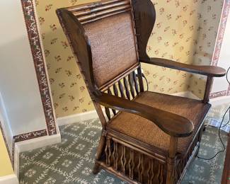 Vintage Bamboo and Wood High Back Chair - $375.00