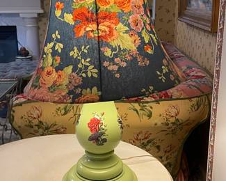 28" Painted Wood Floral Table Lamp - $97.00