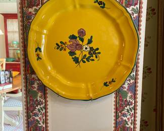 Cottura Plate Made in Italy, Gold in Color, Green Trim, Pink Flowers - 11" - $32.00