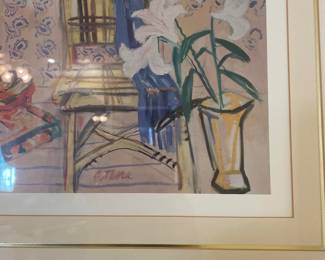 Sonja Williman Designs Interior View with Flowers Artist Signed - 36.5" x 25" - $197.00