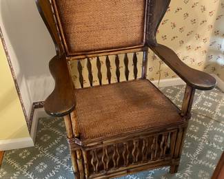 Vintage Bamboo and Wood High Back Chair - $375.00
