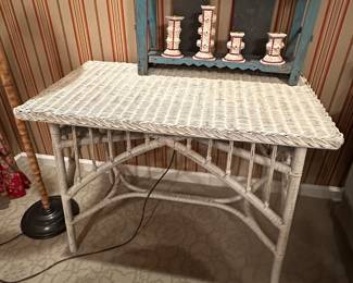 Vintage White Wicker Table 28 x 37 x 21 - $120.00