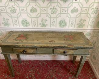 Painted Distressed Wood Console with 2 Drawers -$635.00
