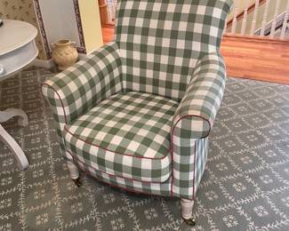 Green Plaid with Red Trim Lounge Chair - $235.00
