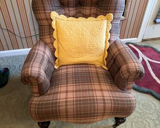 Brown Plaid Armchair/Occasional Chair 37 x 31 x 28 in. - $265