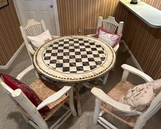 Habersham French Country Checkerboard Round Table with 4 chairs - $950.00