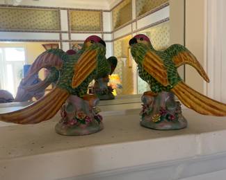 Pair of Ceramic Bird Figurines -7" T - $145.00