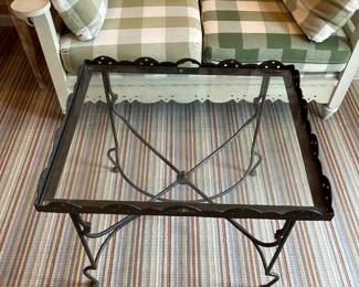Wrought Iron Glass Top Coffee Table -29 x 23 x 24T in - $135.00