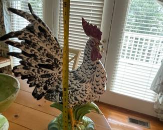 Intrada Italy Ceramic Speckled Black & White Rooster 24"T x 17.5"W - $197.00