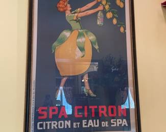 French Spa Citron 1930 Lemon Infused Water Vintage Poster Art Retro Style Decor - 60" x 30'"-$525.00