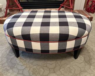 Oval Buffalo Check Ottoman 15 x 35 x 22 in. - $98