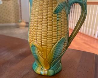 Majolica Pottery Ear of Corn Motif Pitcher Registry Mark- 6.5" - $34.00