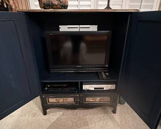 Vintage Armoire/Media Cabinet/Entertainment Center with Painted Floral Design 53 x 44 1/2 x 23 in. - $280.00