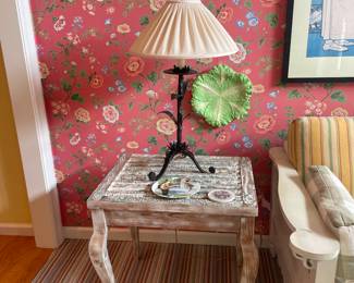 Distressed Wood Accent Side Table 