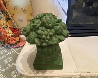 14" Cement fruit and flower Urn Sculpture - $38.00
