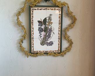 John Richard Painted Tile Wall Art Floral 21" x 23" - $325.00