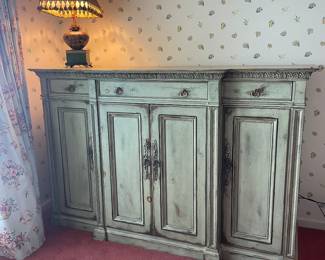 Habersham Furniture French Style Distress Painted Media Center/Sideboard - 77 x 26 x 50 in. -$1250.00