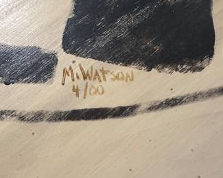 Limited Edition Artist Signed Habersham French Country Checkerboard Round Table with 4 chairs. Table 42" x 42" x 30" - $950.00