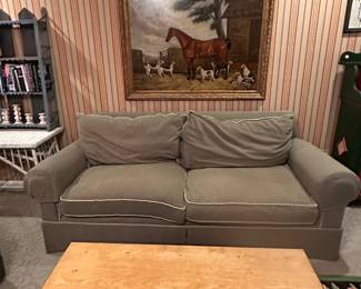 Sage Green Sofa/Couch 33 x 86 x 36 in. - $300.00