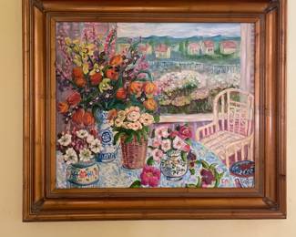 Floral Oil Painting by Kitty Signed - 30" x 26" - $565.00