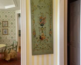 Large French Bird and Floral Tall Wood Panel - 24" x 64"  - $378.00