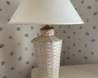 30" Vintage Wicker Woven Large Basket Table Lamp - $47.00
