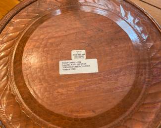 Vintage Rose Ann Hall Copper Charger Plate, 13" Handcrafted Decor - Set of 6 - $48.00